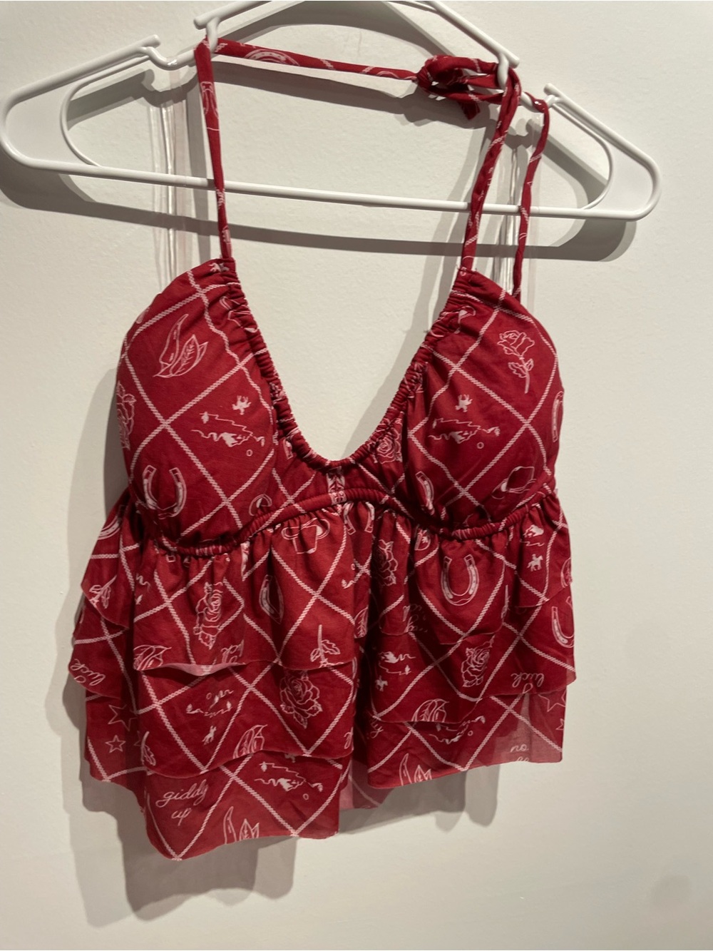 Wild Fable Women's Ruffle Halter Top Red  Western Size Small NWT